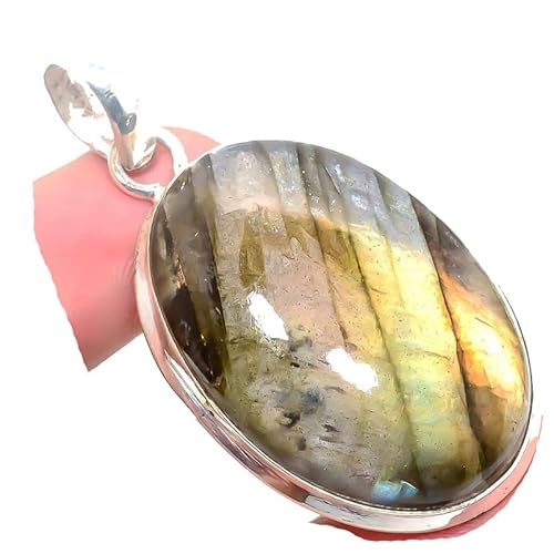 VACHEE Black Labradorite Handmade Pendant 2.17" for Girls Women 925 Sterling Silver Plated Jewelry From 5326 von VACHEE