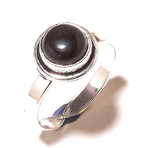 VACHEE Black Onyx Handmade Ring size 7.5 US for Girls women 925 Sterling Silver Plated Jewelry from 1568 von VACHEE