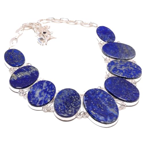 VACHEE Blaue Lapislazuli-Halskette, handgefertigt, 45,7 cm, für Mädchen und Frauen, 925er-Sterlingsilber vergoldeter Schmuck 5950 von VACHEE