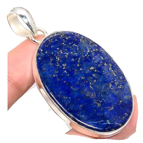 VACHEE Blauer Lapislazuli handgefertigter Anhänger 1,97" lang für Mädchen Frauen 925 Sterling Silber vergoldeter Schmuck 1739 von VACHEE