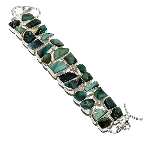 VACHEE Blaues Türkis handgefertigtes schweres Armband 8" für Mädchen Frauen 925 Sterling Silber vergoldeter Schmuck 1338 von VACHEE