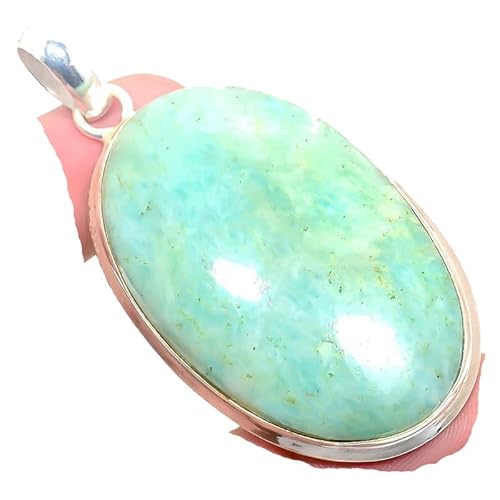 VACHEE Blue Amazonite Handmade Pendant 2.36" for Girls Women 925 Sterling Silver Plated Jewelry From 5301 von VACHEE