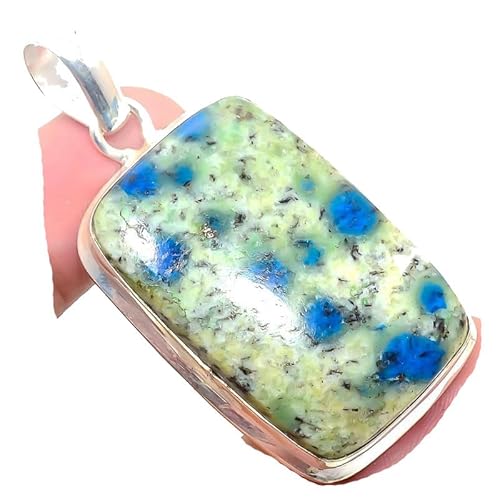 VACHEE Blue K2 Azurite Handmade Pendant 1.97" for Girls Women 925 Sterling Silver Plated Jewelry From 5315 von VACHEE