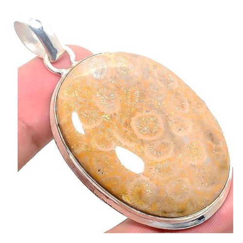 VACHEE Indonasian Fossil Coral Handmade Pendant 2.17" For Girls Women 925 Sterling Silver Plated Jewelry From 2450 von VACHEE