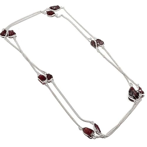 VACHEE Lila Amethyst Quarz rauer Stein handgemachte tiefe Hals lange Halskette 35" für Mädchen Frauen 925 Sterling Silber vergoldet Schmuck 1190 von VACHEE