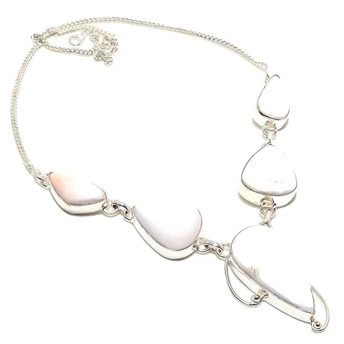 VACHEE Oranger Scolecit Fünf Edelsteine Handgefertigte Halskette 18" für Mädchen Frauen 925 Sterling Silber vergoldeter Schmuck 3702 von VACHEE