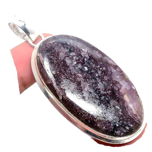 VACHEE Purple Russian Charoite Handmade Pendant 2.56" for Girls Women 925 Sterling Silver Plated Jewelry From 5327 von VACHEE