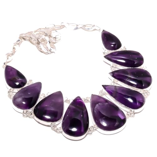 VACHEE Violette, handgefertigte Halskette aus brasilianischem Amethystquarz, 18 Zoll, für Mädchen und Frauen, 925 Sterling-Silber-plattierter Schmuck 6002 von VACHEE