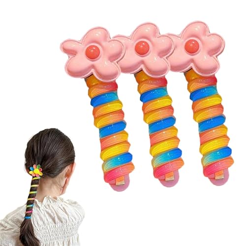 Colorful Telephone Wire Hair Bands for Kids, Bowknot Braided Telephone Wire Hair Bands, Ponytail Braids Fixed Hair Rope. (3PCS-D) von VACSAX
