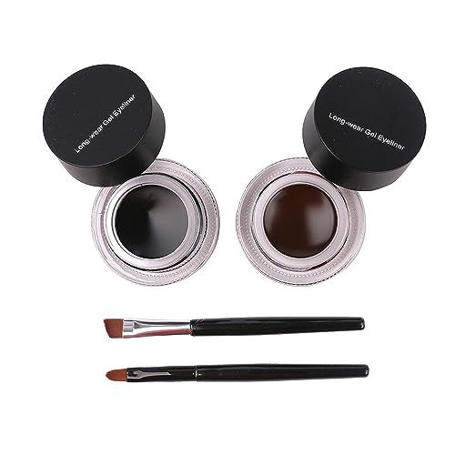 Dual Colour Waterproof Eyeliner 2 Bottles Pack, Dual Colour Waterproof Eyeliner, Waterproof Long-Lasting Eyeliner Gel. (2PCS Black + Brown) von VACSAX