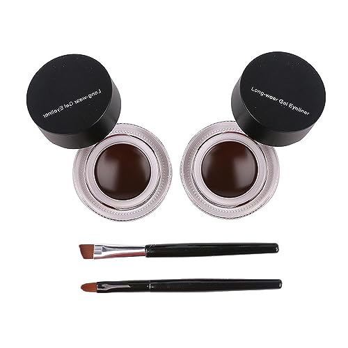 Dual Colour Waterproof Eyeliner 2 Bottles Pack, Dual Colour Waterproof Eyeliner, Waterproof Long-Lasting Eyeliner Gel. (2PCS Brown) von VACSAX