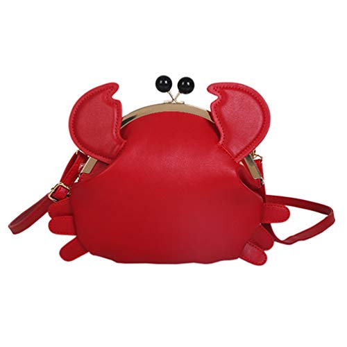 Crab Satchel Handtasche Neuheit Krabbenverschluss Clutch Geldbörsen Tier Crossbody Taschen Schultertasche Geldbörse Krabbe Geldbörse für Mädchen Frauen, rot, 17x0.5x19.5cm von VALICLUD