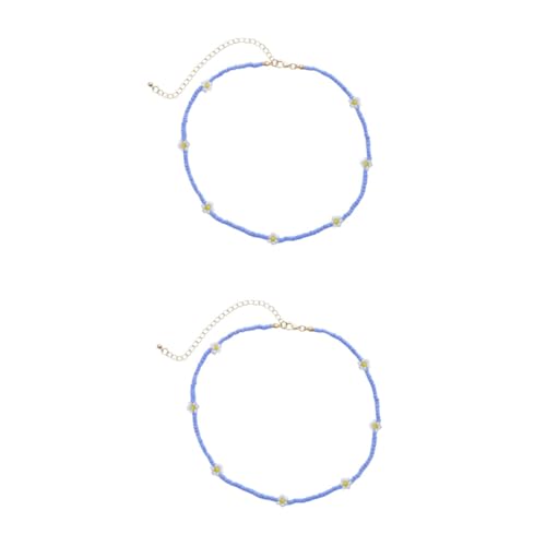 VALICLUD 2 Stk Kreative geflochtene geometrische Halskette kunststoffperlen damenschmuck schöne Frauenhalskette Dasiy Choker-Halsketten eine Halskette Halsband für Damen Korn Hawaii von VALICLUD