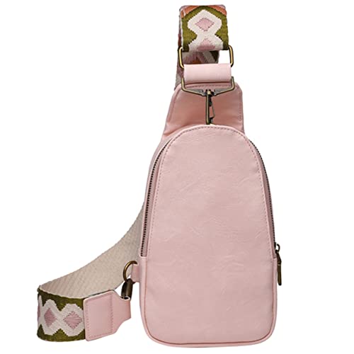 VALICLUD Brusttasche Damen Geldbörse Bauchtasche Umhängetasche Für Herren Umhängetasche Zum Umhängen Ledergeldbörsen Für Damen Männer Reiserucksack Pu Rosa Taschen Bohemien Fräulein von VALICLUD