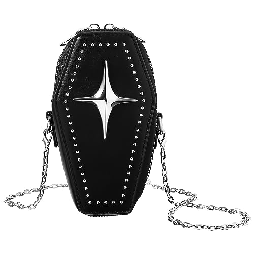 VALICLUD Halloween-geldbörsen Für Damen Halloween-geldbörsen Und Handtaschen Gothic Umhängetasche Lippenstiftbeutel Kettentaschen Sargtasche Schultertaschen Vintage-Tasche Pu-Leder Fräulein von VALICLUD