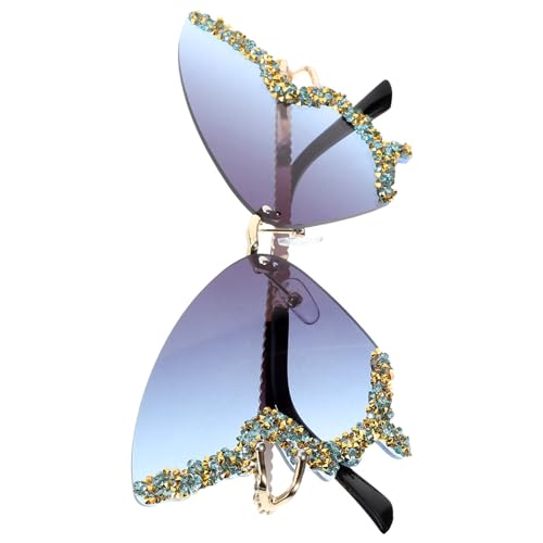 VALICLUD Randlose Sonnenbrille in Schmetterlingsform, rahmenlos, lustig, für Erwachsene und Frauen, dunkelgrau, 15.50X7.00X3.00CM von VALICLUD