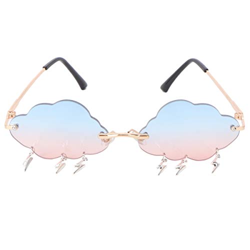 VALICLUD Sonnenbrille für Frauen Wolkenförmige Randlose Sonnenbrille mit Blitzanhänger Mode Sonnenbrille Farbige Linse Rosa von VALICLUD