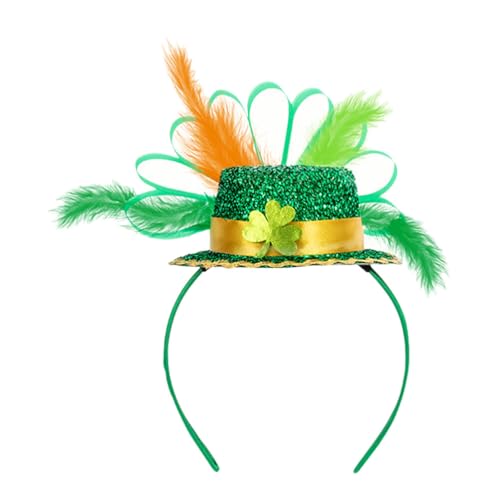 VALICLUD St. Patricks Day Pailletten-Stirnband Kobold-Hut Haarreifen Grün Irischer Haarschmuck St. Patricks Day-Kostüm Partyzubehör Für Frauen Und Mädchen von VALICLUD