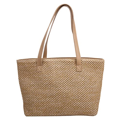 VALICLUD Strohtasche n Stroh-Tragetaschen Für Damen Große Gewebte Strand-Umhängetasche Für Den Sommer (Khaki) Strohsack von VALICLUD