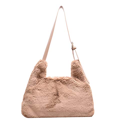 VALICLUD Umhängetasche Kunstpelz Umhängetasche Fuzzy Einkaufstasche Hobo Tasche Flauschige Geldbörse Pelzige Handtasche für Frauen von VALICLUD