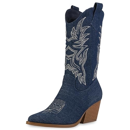 VAN HILL Damen Cowboystiefel Trichterabsatz Denim Trendy Schuhe 840142 213262 Dunkelblau Denim 36 VAN HILL Damen Cowboystiefel Trichterabsatz Denim Trendy Schuhe 840142 213262 Dunkelblau Denim 36 von VAN HILL
