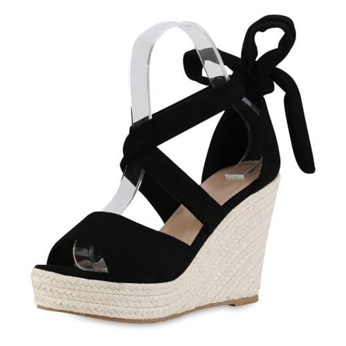 VAN HILL Damen Keilsandaletten Keilabsatz Bast Trendy Schuhe 216971 Schwarz 36 VAN HILL Damen Keilsandaletten Keilabsatz Bast Trendy Schuhe 216971 Schwarz 36 von VAN HILL