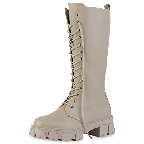 VAN HILL Damen Plateaustiefel Stiefel Blockabsatz Schuhe Plateau Schnürer Profilsohle Boots Plateau Vorne Schnürschuhe 203468 Beige 39 VAN HILL Damen Plateaustiefel Stiefel Blockabsatz Schuhe Plateau Schnürer Profilsohle Boots Plateau Vorne Schnürschuhe 203468 Beige 39 von VAN HILL