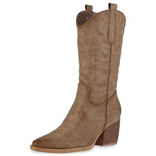 VAN HILL Damen Stiefel Cowboystiefel Stickereien Schuhe Spitze Western Boots Holzoptikabsatz Freizeitstiefel 203597 Khaki 41 VAN HILL Damen Stiefel Cowboystiefel Stickereien Schuhe Spitze Western Boots Holzoptikabsatz Freizeitstiefel 203597 Khaki 41 von VAN HILL