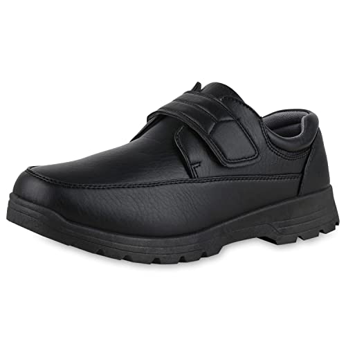 VAN HILL Herren Klassische Halbschuhe Bequeme Freizeitschuhe Flache Klettverschluss Schuhe 210620 Schwarz 43 von VAN HILL