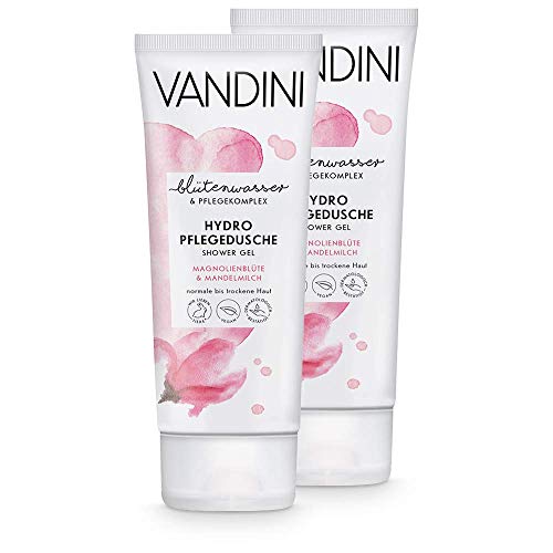 VANDINI Hydro Pflege Duschgel Damen mit Magnolienblüte & Mandelmilch - Duschgel für normale bis trockene Haut - veganes Duschgel für Frauen ohne Silikone, Parabene & Mineralöl (2x 200 ml) von VANDINI