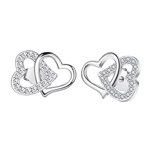 VANSZA Damen Herz Ohrstecker aus 925 Sterling Silber Hypoallergen Damen schmuck Ein Schönes Geschenk für ein Mädchen (Silber) von VANSZA