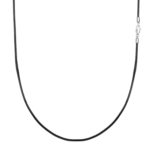 VANSZA Lederkette Echtes Leder Halskette Edelstahl Verschluss 1.5/2/3mm breit Damen Herren Kette für Anhänger charm 45-55cm wählbar DIY Lederschnur (45cm, Schwarz-1.5mm) von VANSZA