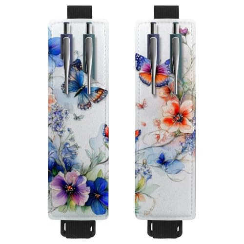 Stifthalter für Notizbücher, verstellbar, elastisches Band, Stifthalter, Stifteetui für Hardcover-Zeitschriften, Bücher, Planer, Ordner, Tablets – Aquarell-Schmetterling, Wildblumen, 2 Stück Stifthalter für Notizbücher, verstellbar, elastisches Band, Stifthalter, Stifteetui für Hardcover-Zeitschriften, Bücher, Planer, Ordner, Tablets – Aquarell-Schmetterling, Wildblumen, 2 Stück von VAPOKF