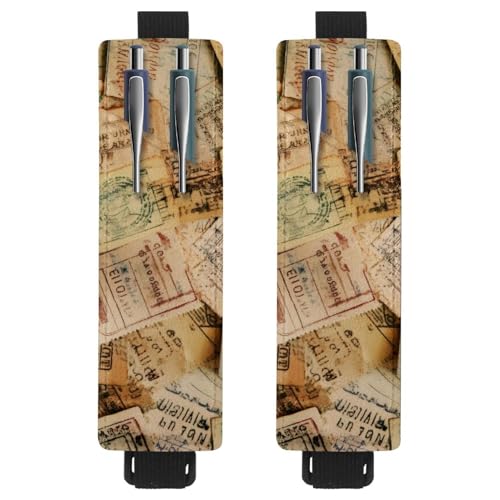 VAPOKF 2 Stück Verstellbarer Gummiband-Stifthalter für Notizbuch, PU-Leder-Stifthalter, Stifteetui für Hardcover-Journals, Bücher, Planer, Ordner, Tablets – Vintage-Stempel VAPOKF 2 Stück Verstellbarer Gummiband-Stifthalter für Notizbuch, PU-Leder-Stifthalter, Stifteetui für Hardcover-Journals, Bücher, Planer, Ordner, Tablets – Vintage-Stempel von VAPOKF