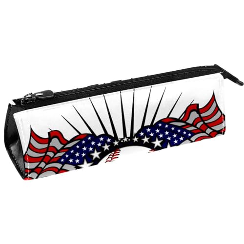 VAPOKF Baseball mit amerikanischen Flaggen und Sternen Stifttasche Schreibwaren Beutel Bleistift Tasche Kosmetiktasche Tasche Kompakte Reißverschlusstasche, multi, 5.5 ×6 ×20CM/2.2x2.4x7.9 in, von VAPOKF