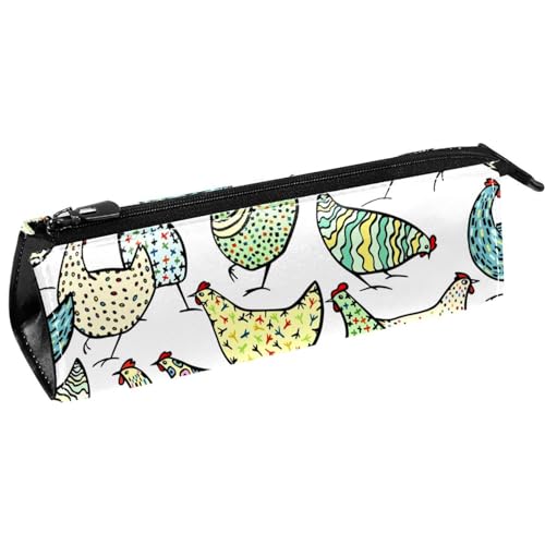 VAPOKF Bunte Hühner Bauernhof Tiere Stift Tasche Schreibwaren Beutel Bleistift Tasche Kosmetiktasche Tasche Kompakte Reißverschlusstasche, multi, 5.5 ×6 ×20CM/2.2x2.4x7.9 in, Taschen-Organizer von VAPOKF