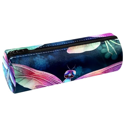 VAPOKF Bunte schöne Libellen-Stifttasche aus PU-Leder, Münzgeldbörse, Kosmetiktasche für Studenten, Schreibwaren, Schule, Arbeit, Büro, Aufbewahrung, multi, 20x6.3cm/7.9x2.5in, Federmäppchen von VAPOKF