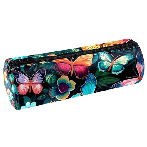 VAPOKF Federmäppchen, bunt, fliegender Schmetterling, PU-Leder, Stifteetui, Münzbörse, Kosmetiktasche für Studenten, Schreibwaren, Schule, Arbeit, Büro, multi, 20x6.3cm/7.9x2.5in, Federmäppchen von VAPOKF