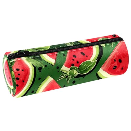 VAPOKF Federmäppchen aus PU-Leder, Motiv: Sommerfrucht, süße Wassermelone, Federmäppchen, Münzbörse, Kosmetiktasche für Studenten, Schreibwaren, Schule, Arbeit, Büro, multi, 20x6.3cm/7.9x2.5in, von VAPOKF