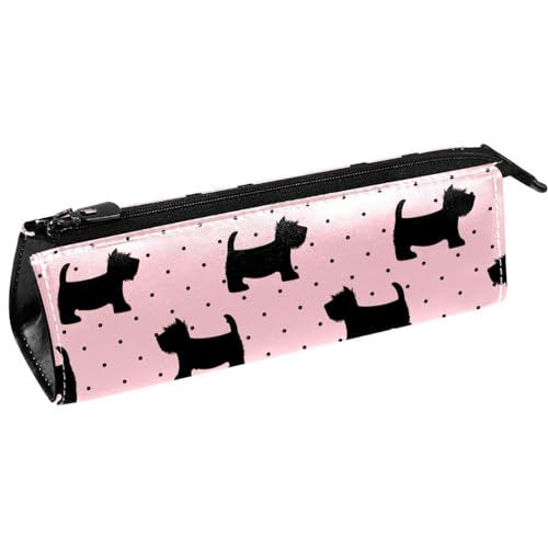 VAPOKF Federmäppchen mit Scottish Terrier und schwarzen Punkten, Schreibwaren-Tasche, Kosmetiktasche, kompakte Reißverschlusstasche, multi, 5.5 ×6 ×20CM/2.2x2.4x7.9 in, Taschen-Organizer von VAPOKF