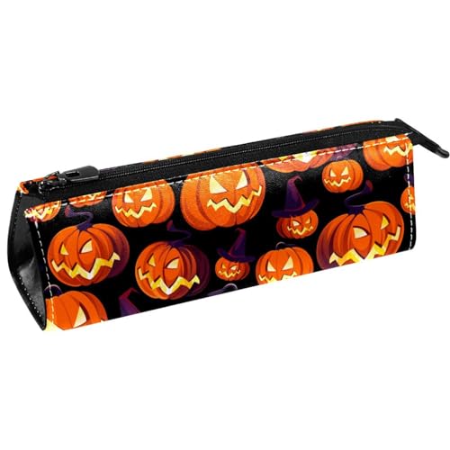 VAPOKF Halloween-Kürbis mit Hexenhut, Stiftetasche, Schreibwaren-Tasche, Kosmetiktasche, kompakte Reißverschlusstasche, multi, 5.5 ×6 ×20CM/2.2x2.4x7.9 in, Taschen-Organizer von VAPOKF