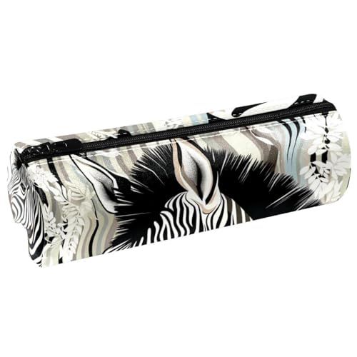 VAPOKF Hübsches Federmäppchen, Zebra-Tier-Design, PU-Leder, Stifteetui, Münzbörse, Kosmetiktasche für Studenten, Schreibwaren, Schule, Arbeit, Büro, Aufbewahrung, multi, 20x6.3cm/7.9x2.5in, von VAPOKF