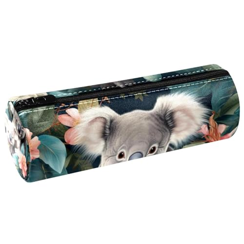 VAPOKF Koala Mutter und Baby PU Leder Barrel Stift Federmäppchen Münzbörse Tasche Kosmetik Make-up Tasche für Schüler Schreibwaren Schule Arbeit Büro Aufbewahrung, multi, 20x6.3cm/7.9x2.5in, von VAPOKF