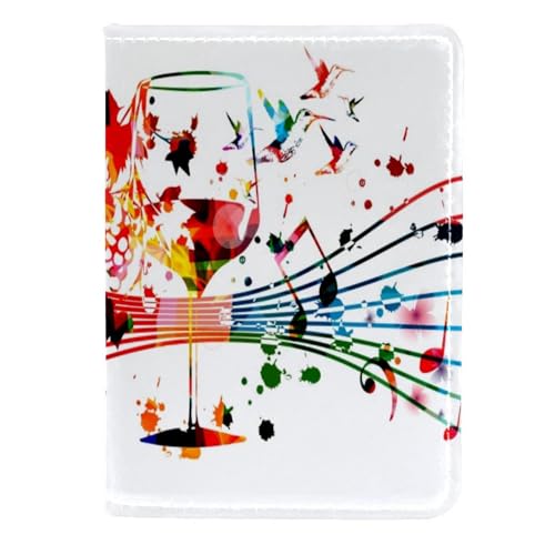 VAPOKF Reisepasshülle für Weinglas auf Musiknoten, Leder, 11,5 x 16,5 cm, multi, 11.5x16.5cm/4.5x6.5 in, Vintage VAPOKF Reisepasshülle für Weinglas auf Musiknoten, Leder, 11,5 x 16,5 cm, multi, 11.5x16.5cm/4.5x6.5 in, Vintage von VAPOKF