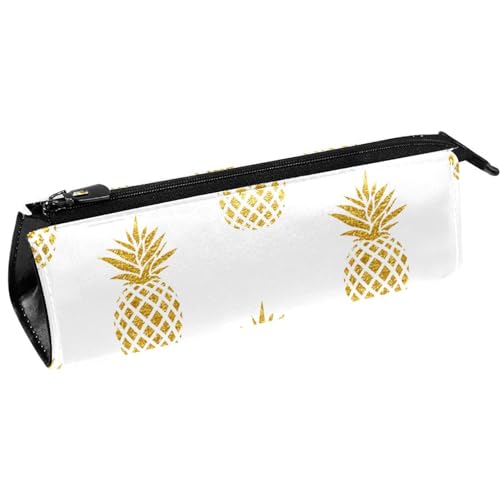 VAPOKF Stiftetasche mit goldfarbenem Ananas-Muster, Schreibwaren-Tasche, Kosmetiktasche, kompakte Reißverschlusstasche, multi, 5.5 ×6 ×20CM/2.2x2.4x7.9 in, Taschen-Organizer von VAPOKF