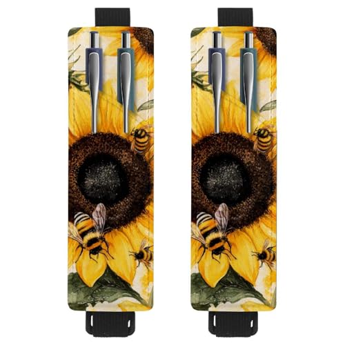 VAPOKF Stifthalter für Notizbücher, verstellbar, elastisches Band, Stifthalter, Stifteetui für Hardcover-Zeitschriften, Bücher, Planer, Ordner, Tablets – Aquarellbienen auf Sonnenblume, 2 Stück VAPOKF Stifthalter für Notizbücher, verstellbar, elastisches Band, Stifthalter, Stifteetui für Hardcover-Zeitschriften, Bücher, Planer, Ordner, Tablets – Aquarellbienen auf Sonnenblume, 2 Stück von VAPOKF