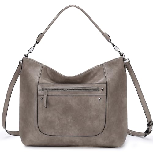 VASCHY Handtasche Damen, Vegan Große Hobo Bags Frauen Tote Bag Slouchy Umhängetasche Geldbörse mit Konvertierbarem Umhängeriemen Khaki von VASCHY