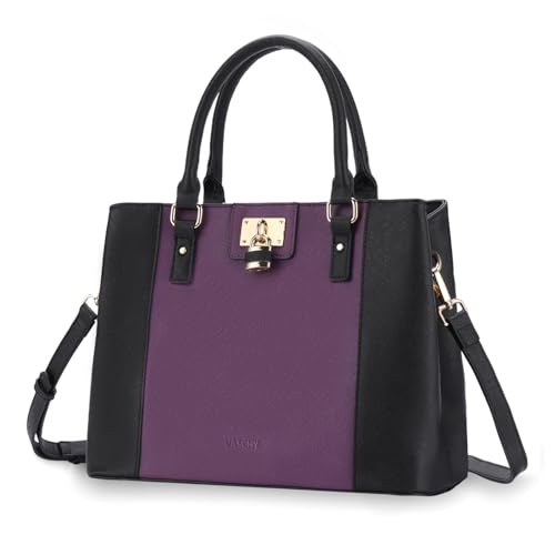 VASCHY Handtasche für Dame, Hobo Taschen Top Griff Satchel Schulter Frauen Handtasche Geldbörse mit Crossbody Tasche Schwarz Violett von VASCHY