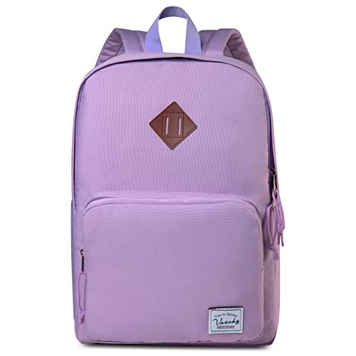 VASCHY Schulrucksack, Wasserabweisender Leicht Rucksack Herren Damen Schultasche für Hochschule Teenager Mädchen Jungen Casual Daypack für Reise Sport Wandern Arbeit Lila von VASCHY