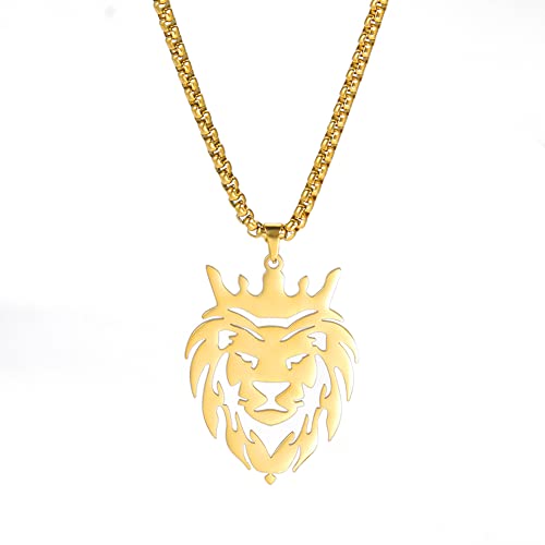 Löwenkopf-Anhänger-Halskette, Löwen-Charme-Halskette, Vintage-Herren-Edelstahl, Löwenkopf-Halskette, Löwen-Statement-Halskette, Tierhohl-Anhänger, Halsband, Schmuck, Geschenke für Männer und Frauen Löwenkopf-Anhänger-Halskette, Löwen-Charme-Halskette, Vintage-Herren-Edelstahl, Löwenkopf-Halskette, Löwen-Statement-Halskette, Tierhohl-Anhänger, Halsband, Schmuck, Geschenke für Männer und Frauen von VASSAGO